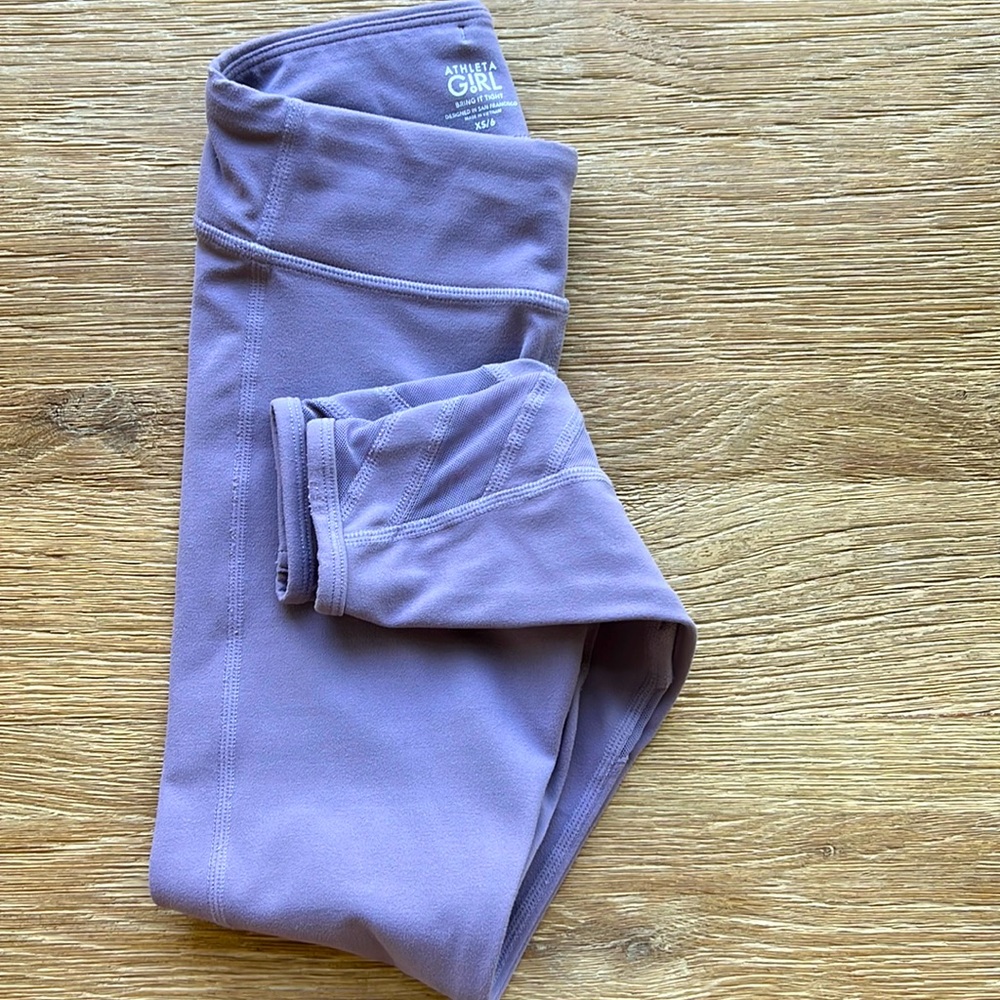Athleta Girl Leggings- Violet Gray- Size 6